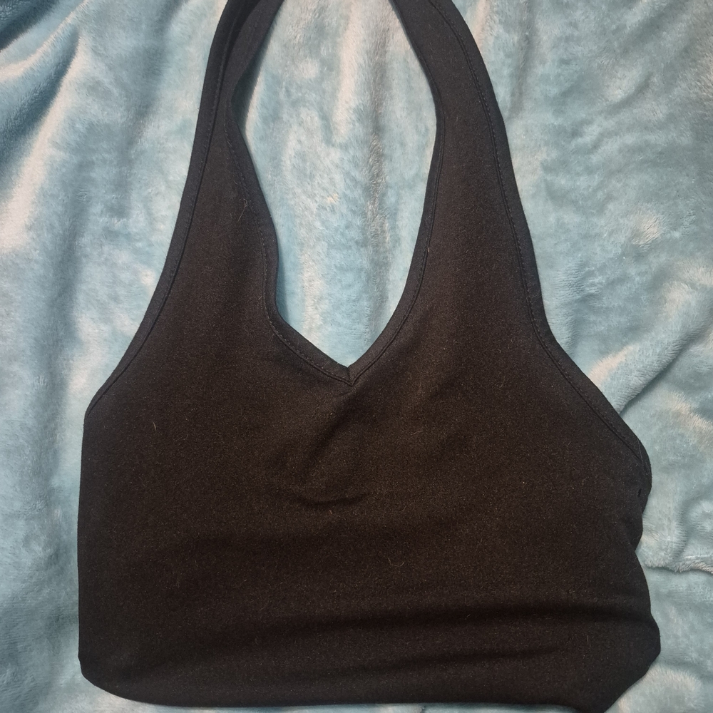 Elegant Black Halter Crop Top